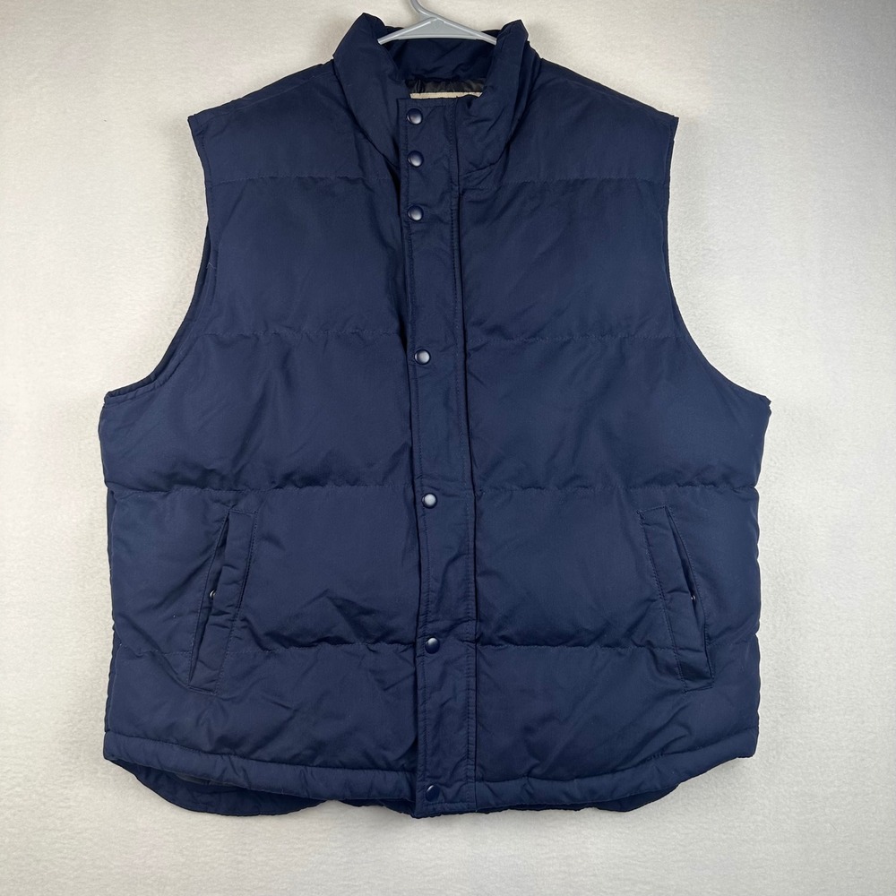 St John's Bay Puffer Vest Mens XL Navy Blue Quilted Snap Padded Winter Gorpcore